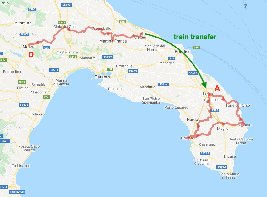 Bike map of Puglia